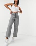 Asos Design Straight Leg Pants In Mono Check-multi