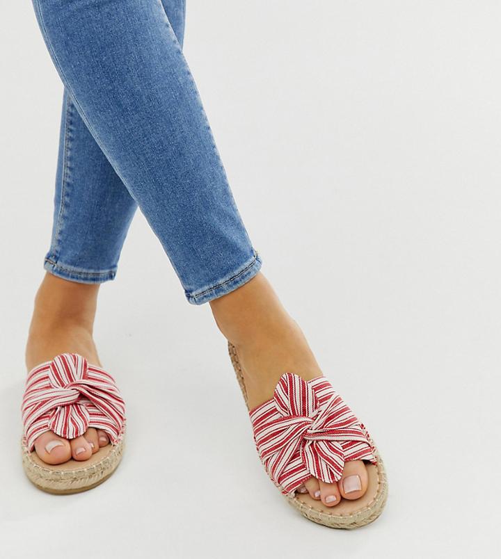 London Rebel Wide Fit Bow Mule Espadrilles-red
