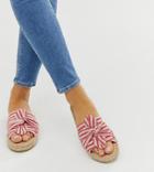 London Rebel Wide Fit Bow Mule Espadrilles-red