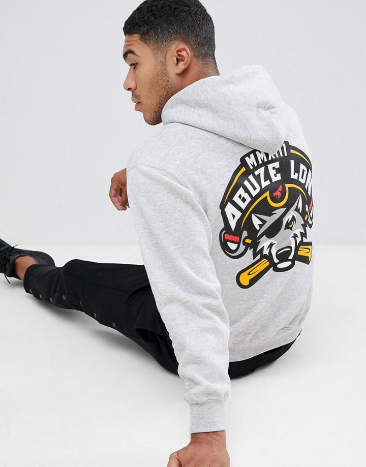 Abuze Ldn Wolf Back Print Hoodie - Gray
