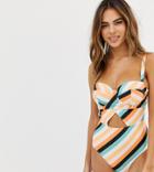 Peek & Beau Fuller Bust Underwired Swimsuit In Stripe - Multi