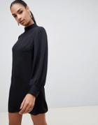 Asos Design High Neck Mini Shift Dress-black