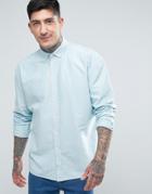 Asos Regular Fit Striped Oxford Shirt - Blue