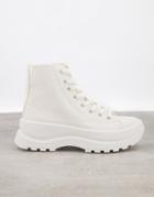 Asos Design Daffy Chunky High Top Platform Sneakers In White