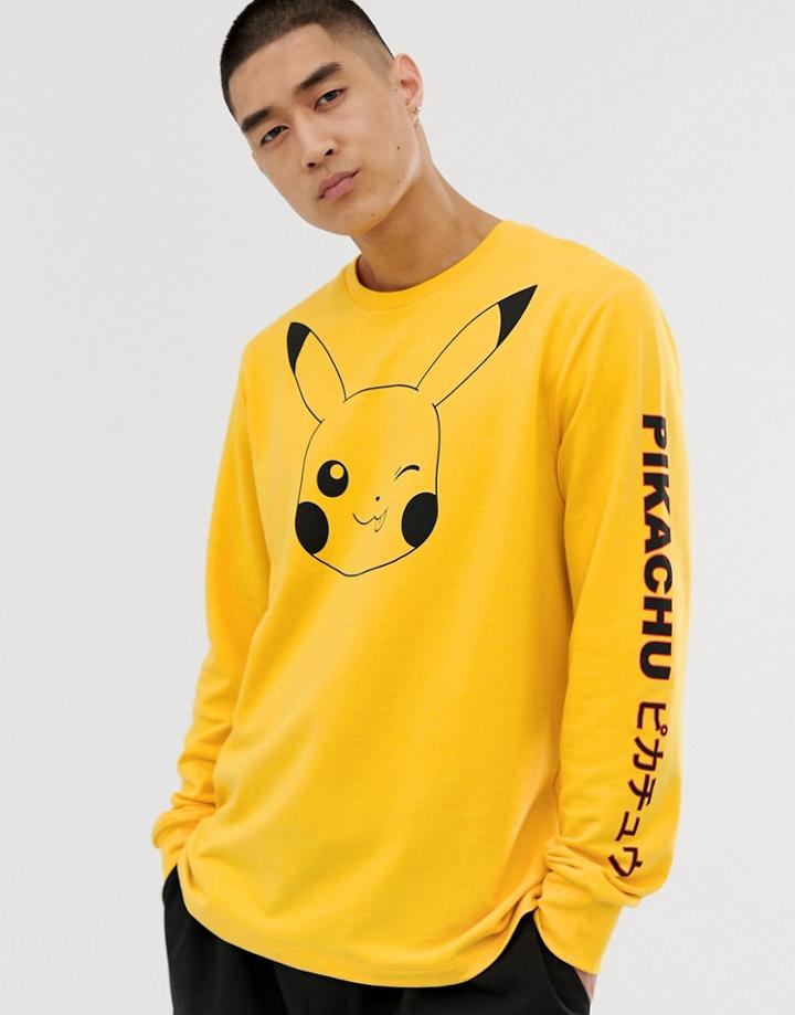 Criminal Damage X Pok Mon Pikachu Long Sleeve Top In Yellow - Yellow