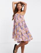 Mango Strappy Floaty Dress In Pink Floral
