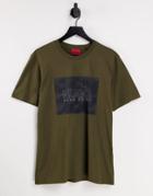 Hugo Dolive U214 Snake Box Print T-shirt In Khaki-green