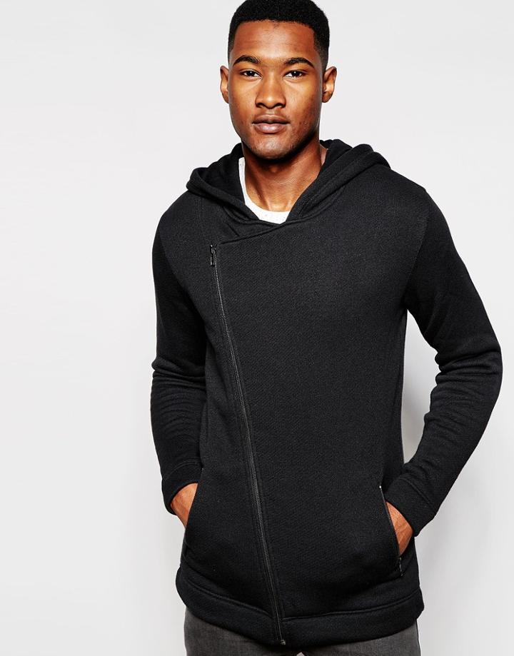 Minimum Hoodie With Asymmetrical Zip - Stretch Limo