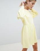 Chorus Balloon Sleeve Smock Sweat Dress - Yellow
