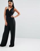 Forever Unique Gabrielle Drape Front Jumpsuit - Black