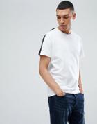 Selected Homme T-shirt With Raglan Striped Sleeve - White