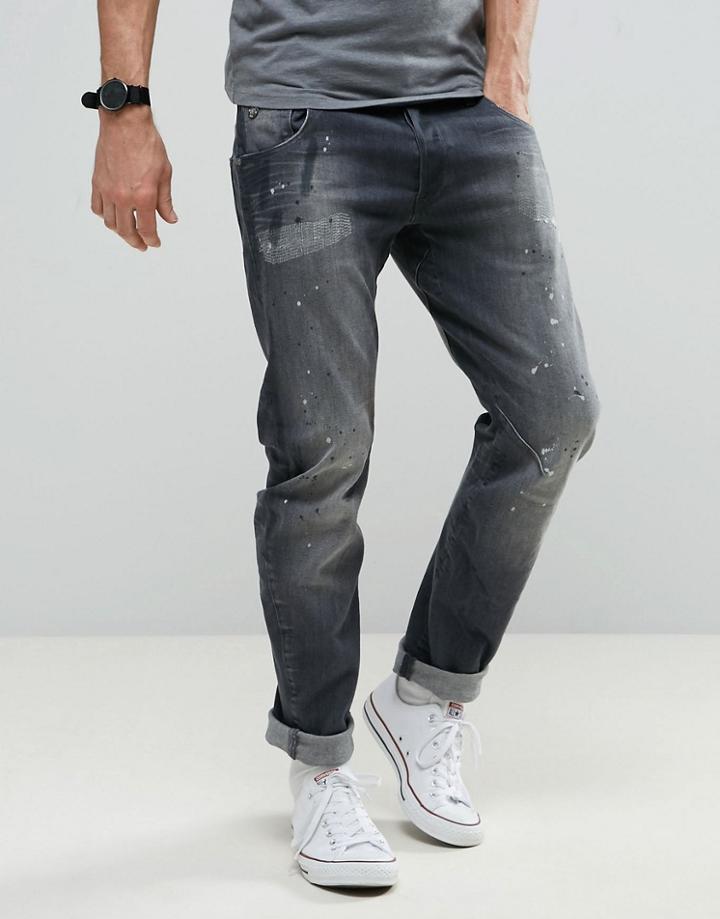 G-star Arc 3d Slim Jean Gray Wash Painted Jean - Gray