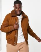 Topman Bomber Jacket With Shearling Collar In Light Brown