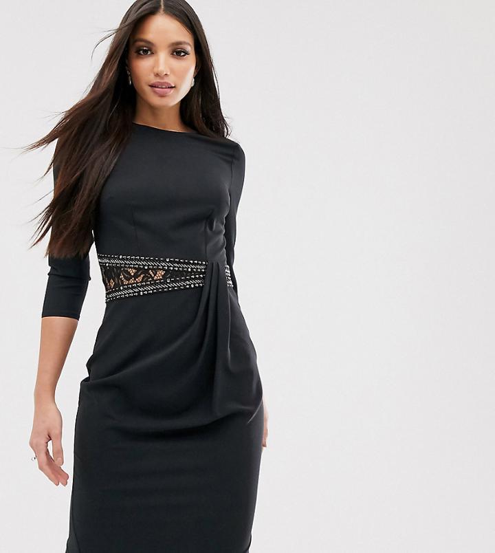 Little Mistress Tall Long Sleeve Waist Detail Shift Dress