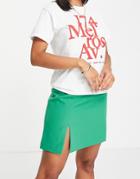Miss Selfridge A-line Mini Skirt In Bright Green