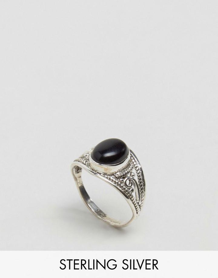 Jo Bali By Kingsley Ryan Black Onyx Ring - Silver
