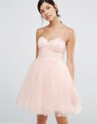 Little Mistress Prom Dress With Lace Body - Nude