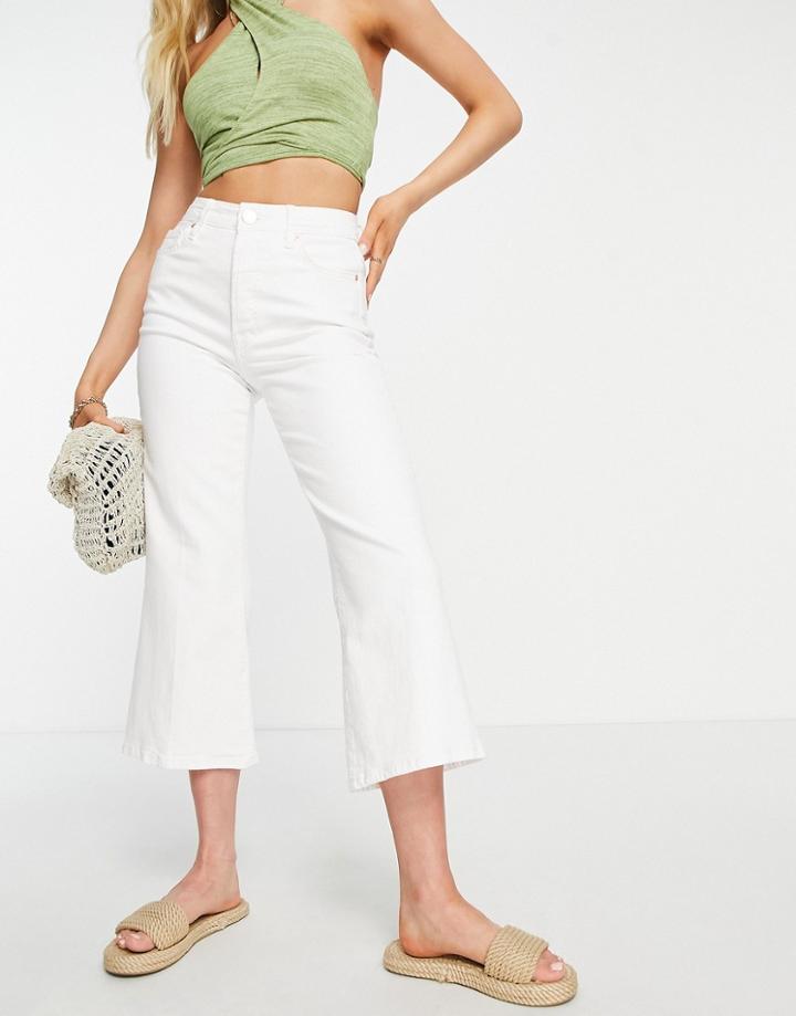 River Island High Rise Straight Crop Jean In White