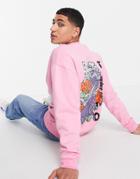 Asos Design Oversized Sweatshirt In Pink With City Back Print - Pink - Pink