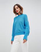 Y.a.s Knitted Sweater With Balloon Sleeve-blue