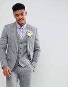 River Island Wedding Skinny Fit Check Suit Jacket In Gray - Gray