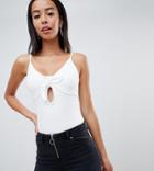 Asos Design Tall Tie Front Strappy Body - White