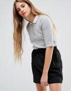 Brave Soul Top With Contrast Collar - Gray
