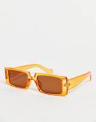 Svnx 90s Mini Rectangle Sunglasses In Orange