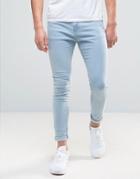 Bershka Super Skinny Jeans In Bleach Wash - Blue