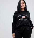 Asos Design Curve Lounge Los Angeles Sweat Top - Black