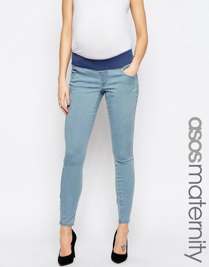 Asos Maternity Sculpt Me Premium Jean In Heather Wash - Green