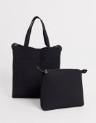 Claudia Canova Pocket Front Tote In Black Suede