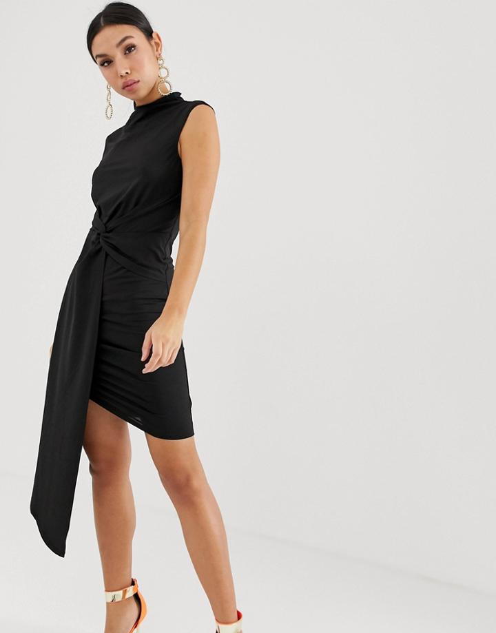 Asos Design Twist Front Mini Dress-black