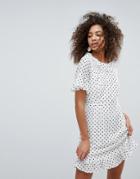 Traffic People Polka Dot Dress With Frill Hem - White