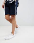 Asos Slim Chino Shorts In Navy With White Piping - Navy