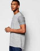 Asos Super Longline Stripe T-shirt With Scoop Hem And Fabric Interest