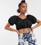 Collusion Nylon Pocket Crop Top - Black