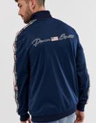 Penn Sport Track Jacket In Navy With Side Stripe - Navy