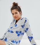 Asos Design Maternity Pansy Traditional 100% Modal Short Pyjamaset-white