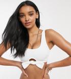 Peek & Beau Fuller Bust Exclusive Textured Crop Bikini Top With Tie Detail In White