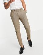 Asos Design Summer Wedding Range Super Skinny Suit Pants In Brown Check