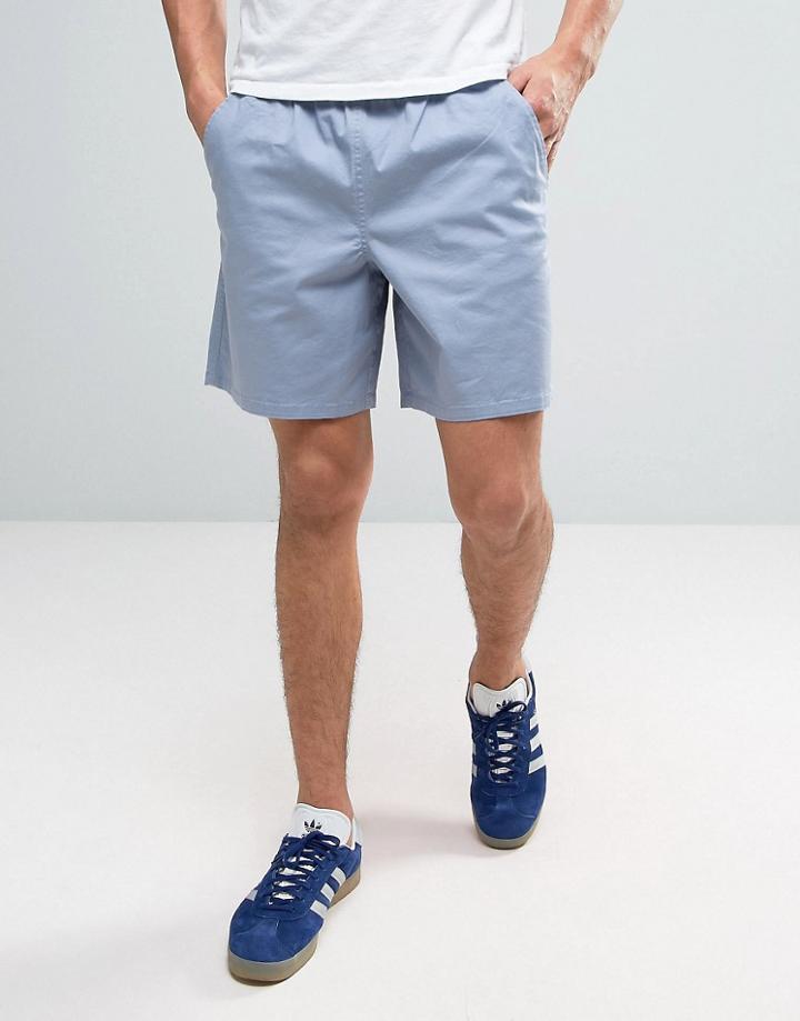 Asos Elasticated Waist Shorts In Faded Blue - Blue