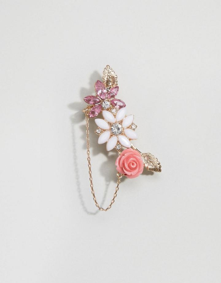 Asos Rose Chain Ear Cuff - Pink