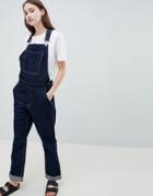 Waven Thea Rinse Indigo Denim Overall's With Wolf Embroidery - Blue