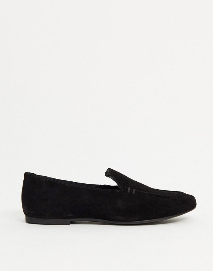 Asos Design Motion Suede Loafers In Black