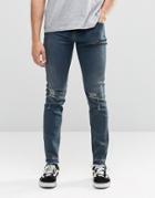 Cheap Monday Tight Skinny Jeans Stone Tint Knee Rips - Stone Tint