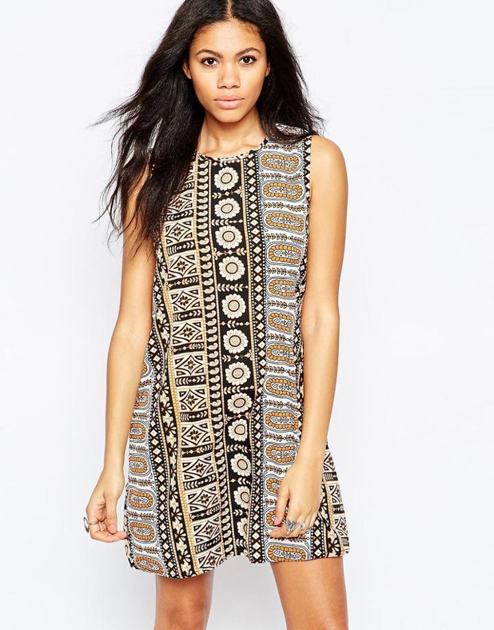 Brave Soul A Line Geo-tribal Print Tunic Dress