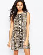 Brave Soul A Line Geo-tribal Print Tunic Dress
