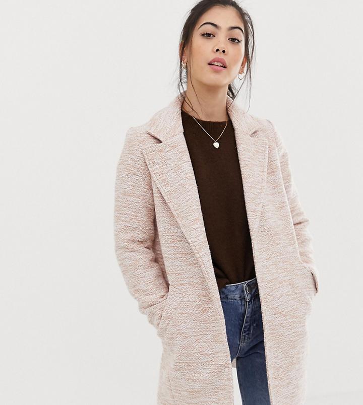 Asos Design Petite Textured Slim Coat - Pink