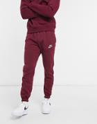 Nike Club Reflective Logo Casual Fit Cuffed Sweatpants In Burgundy-red